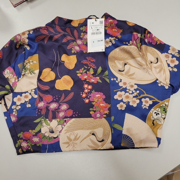 Zara Tops Zara Satin Effect Printed Top Poshmark